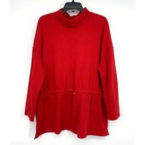 Liz Claiborne Sweatshirt Red Mock Neck Long Sleeve Tunic Sweater